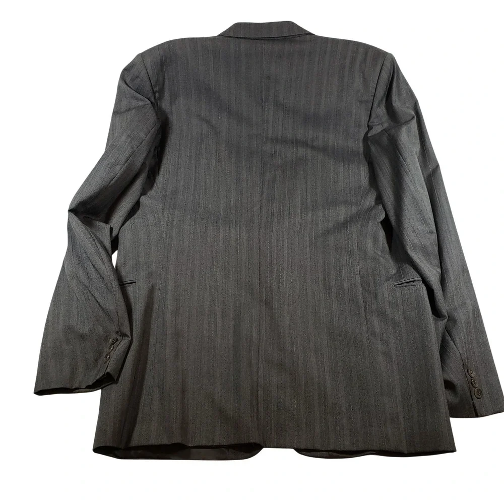 Profilo Gift Mens Blazer Suit Jacket Made in Italy Wool Pinstripe Dark‎ Gray